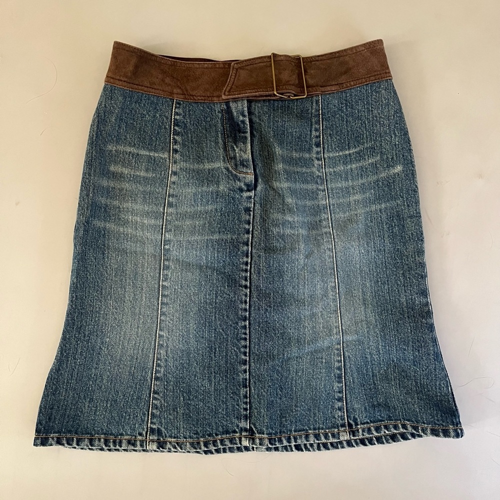 denim kenneth cole midi skirt